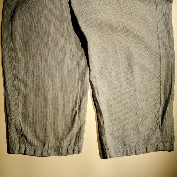 J. Jill Linen Pants sz Large Blue thin stripe Wide Leg Pull-On Pockets EXC - Picture 9 of 9